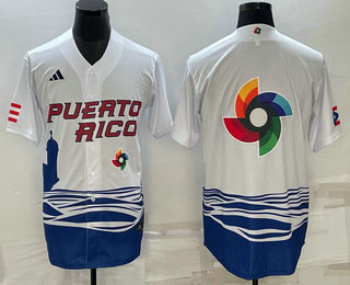 Mens Puerto Rico Baseball Big Logo White 2023 World Baseball Classic Stitched Jerseys->2023 world baseball classic->MLB Jersey